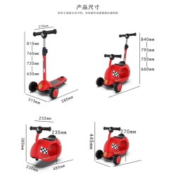 FERRARI 4v1 TWIST SCOOTER FXK92-1 multifunkční koloběžka černá, červená
